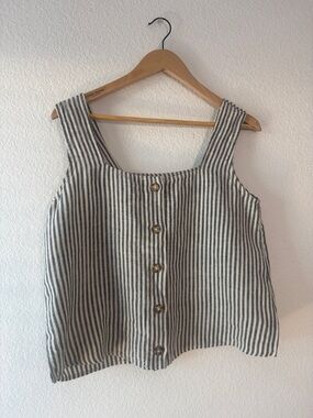 Esby Gina striped button up linen top